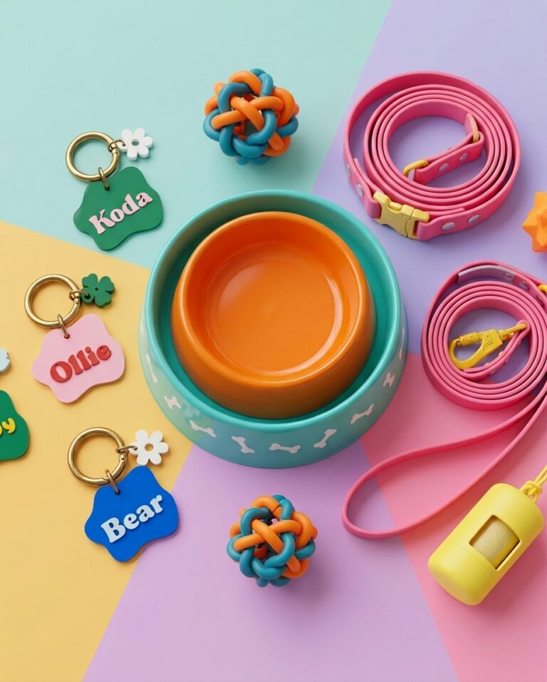 Plato y accesorios para mascota con la identidad de Gatering